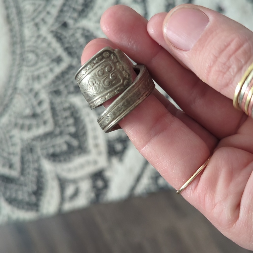 Homemade size 16 silver mens spoon ring
